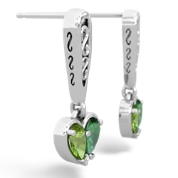 Peridot Filligree Heart 14K White Gold earrings E5070