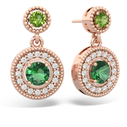 Peridot Halo Dangle 14K Rose Gold earrings E5319