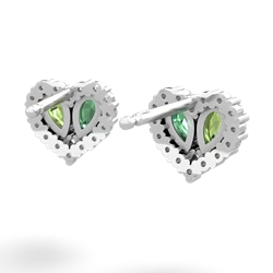 Peridot Halo 14K White Gold earrings E7008