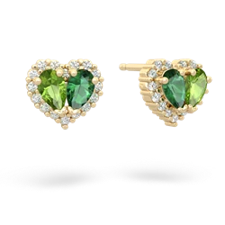 Peridot Halo 14K Yellow Gold earrings E7008
