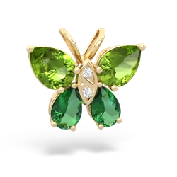 Peridot Butterfly 14K Yellow Gold pendant P2215