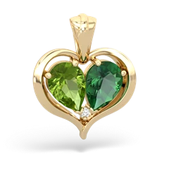 Peridot Two Become One 14K Yellow Gold pendant P5330