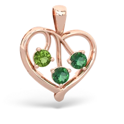 Peridot Glowing Heart 14K Rose Gold pendant P2233