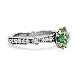 Peridot Sparkling Tiara Cluster 14K White Gold ring R26293RD