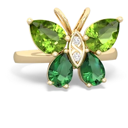 Peridot Butterfly 14K Yellow Gold ring R2215