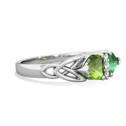 Peridot Celtic Knot Double Heart 14K White Gold ring R5040