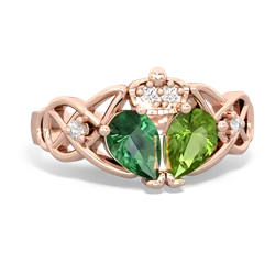 Peridot 'One Heart' Celtic Knot Claddagh 14K Rose Gold ring R5322