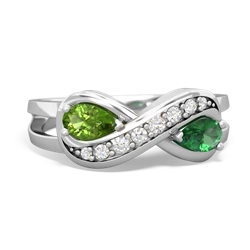 Peridot Diamond Infinity 14K White Gold ring R5390