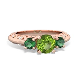 Peridot Art Deco Eternal Embrace Engagement 14K Rose Gold ring C2003