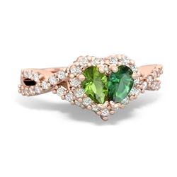 Peridot Diamond Twist 'One Heart' 14K Rose Gold ring R2640HRT