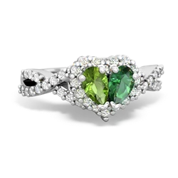 Peridot Diamond Twist 'One Heart' 14K White Gold ring R2640HRT