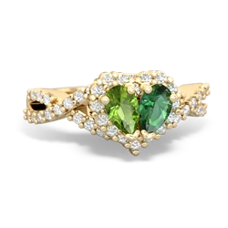 Peridot Diamond Twist 'One Heart' 14K Yellow Gold ring R2640HRT