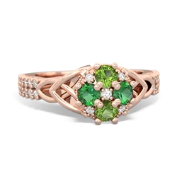 Peridot Celtic Knot Cluster Engagement 14K Rose Gold ring R26443RD