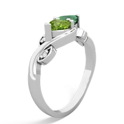 Peridot Floral Elegance 14K White Gold ring R5790