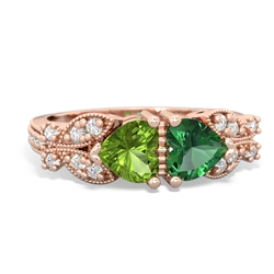 Peridot Diamond Butterflies 14K Rose Gold ring R5601