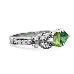 Peridot Diamond Butterflies 14K White Gold ring R5601