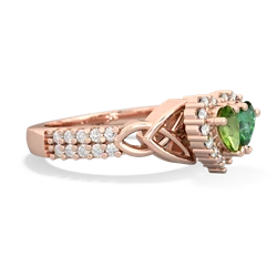 Peridot Celtic Knot Two Hearts As One 14K Rose Gold ring R2644HRT