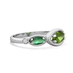 Peridot Milgrain Marquise 14K White Gold ring R5700