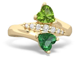 Peridot Heart To Heart 14K Yellow Gold ring R2064