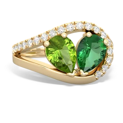 Peridot Nestled Heart Keepsake 14K Yellow Gold ring R5650