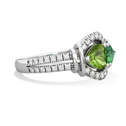 Peridot Art-Deco Keepsake 14K White Gold ring R5630