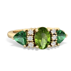 Peridot Antique Style Three Stone 14K Yellow Gold ring R2186