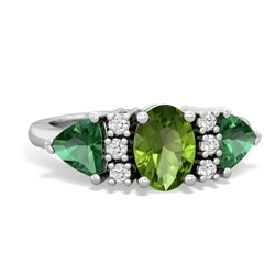 Peridot Antique Style Three Stone 14K White Gold ring R2186