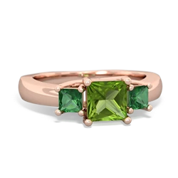 Peridot Three Stone Trellis 14K Rose Gold ring R4015