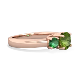 Peridot Three Stone Round Trellis 14K Rose Gold ring R4018