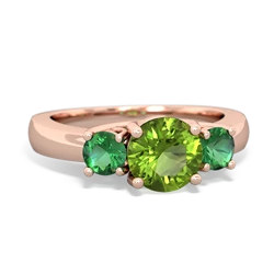 Peridot Three Stone Round Trellis 14K Rose Gold ring R4018