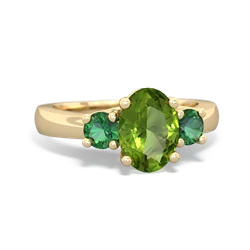 Peridot Three Stone Oval Trellis 14K Yellow Gold ring R4024