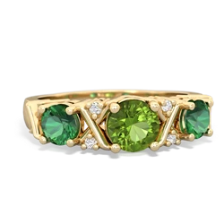 Peridot Hugs And Kisses 14K Yellow Gold ring R5016