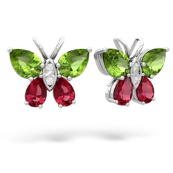 Peridot Butterfly 14K White Gold earrings E2215