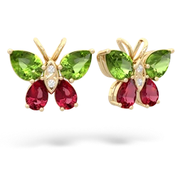 Peridot Butterfly 14K Yellow Gold earrings E2215