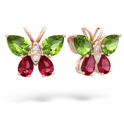 Peridot Butterfly 14K Rose Gold earrings E2215