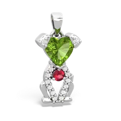 Peridot Puppy Love 14K White Gold pendant P5800