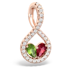 Peridot Pave Twist 'One Heart' 14K Rose Gold pendant P5360