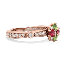 Peridot Sparkling Tiara Cluster 14K Rose Gold ring R26293RD