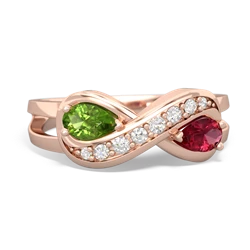 Peridot Diamond Infinity 14K Rose Gold ring R5390