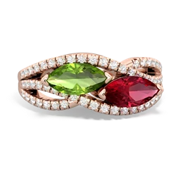 Peridot Diamond Rivers 14K Rose Gold ring R3070
