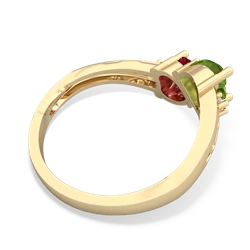 Peridot Snuggling Hearts 14K Yellow Gold ring R2178