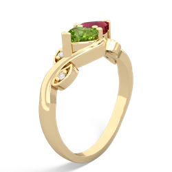 Peridot Floral Elegance 14K Yellow Gold ring R5790