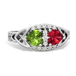 Peridot Sparkling Celtic Knot 14K White Gold ring R2645