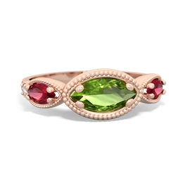 Peridot Milgrain Marquise 14K Rose Gold ring R5700