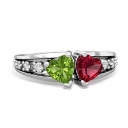 Peridot Heart To Heart 14K White Gold ring R3342