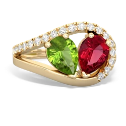 Peridot Nestled Heart Keepsake 14K Yellow Gold ring R5650