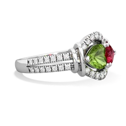 Peridot Art-Deco Keepsake 14K White Gold ring R5630