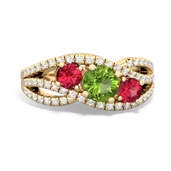 Peridot Three Stone Aurora 14K Yellow Gold ring R3080