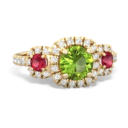 Peridot Regal Halo 14K Yellow Gold ring R5350