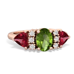 Peridot Antique Style Three Stone 14K Rose Gold ring R2186